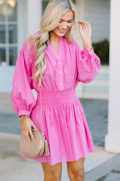 pink love dress Love Letters Pink Sequin Bow Mini Dress
