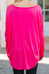 New To You Fuchsia Pink Batwing Top