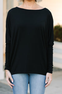 New To You Black Batwing Top