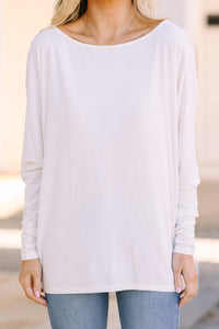 New To You White Batwing Top
