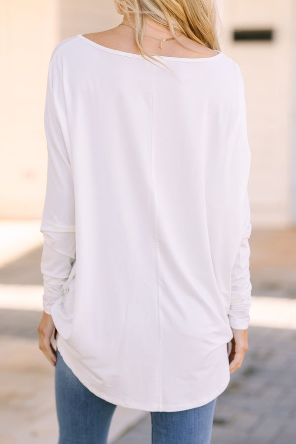 New To You White Batwing Top