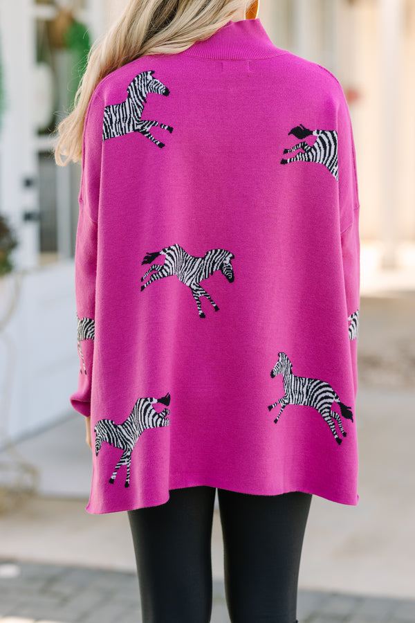 Quick Decision Fuchsia Pink Zebra Sweater