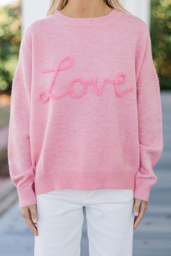 With Love Pink Script Sweater