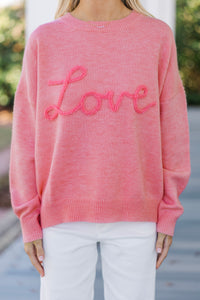 With Love Pink Script Sweater