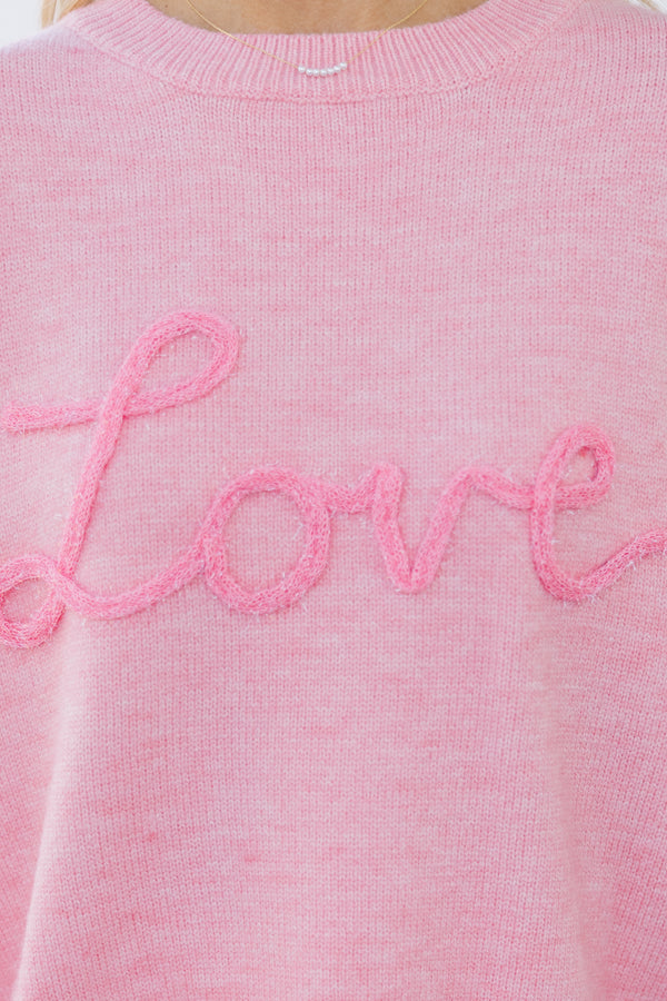 With Love Pink Script Sweater