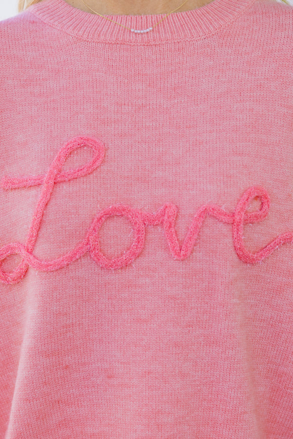 With Love Pink Script Sweater