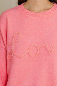 With Love Pink Script Sweater