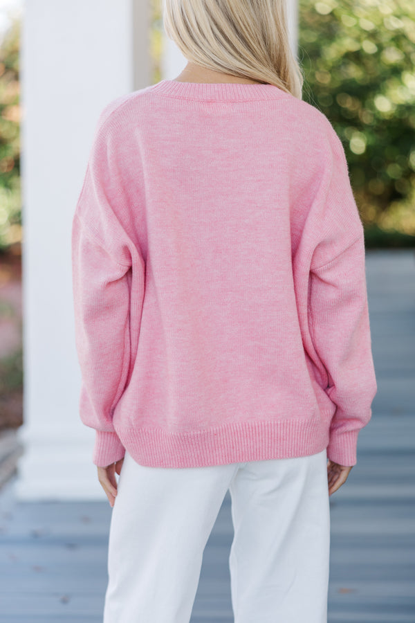 With Love Pink Script Sweater