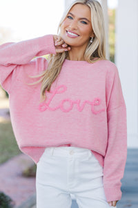 With Love Pink Script Sweater