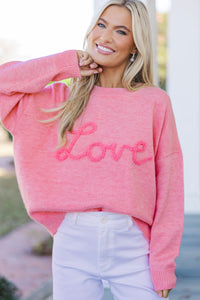With Love Pink Script Sweater