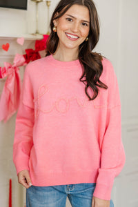With Love Pink Script Sweater