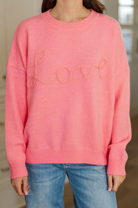 With Love Pink Script Sweater