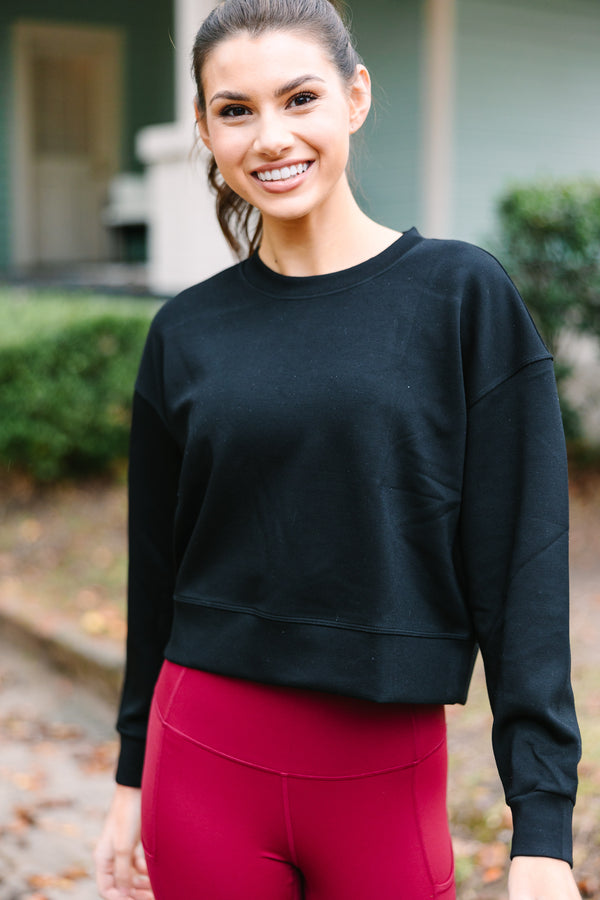 On The Move Black Cropped Pullover
