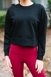 On The Move Black Cropped Pullover