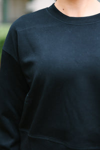 On The Move Black Cropped Pullover