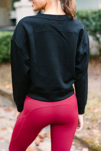 On The Move Black Cropped Pullover