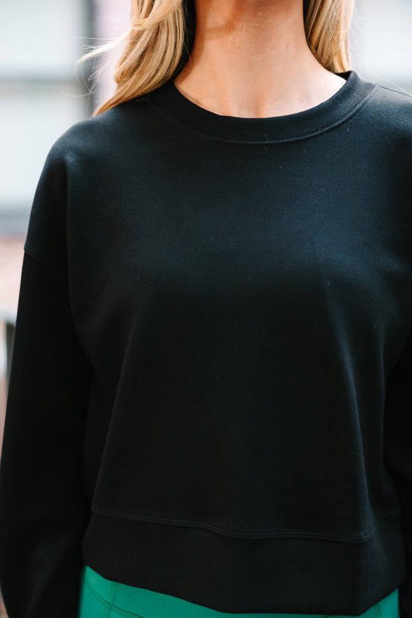 On The Move Black Cropped Pullover