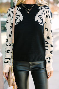 On Your Time Black Cheetah Sweater