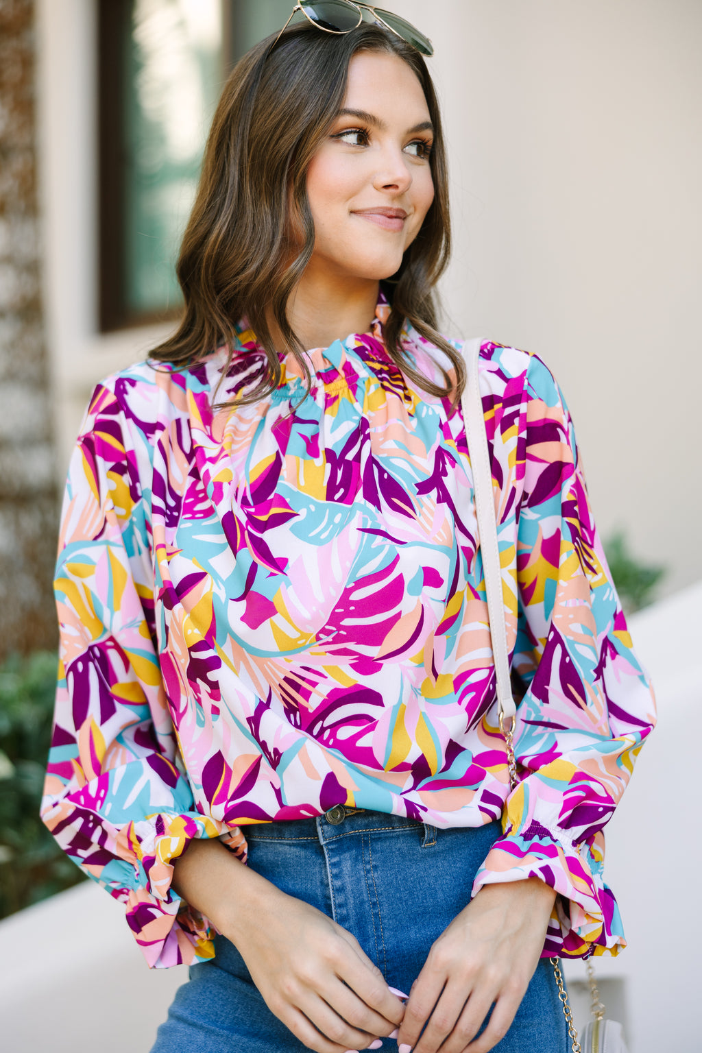 Be True To You Fuchsia Pink Tropical Floral Blouse – Shop the Mint