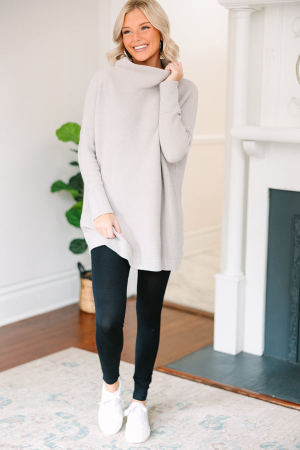 The Slouchy Gray Mock Neck Tunic – Shop the Mint