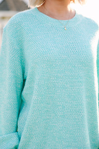 The Slouchy Bubble Mint Green Sleeve Sweater