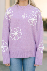Keep You Close Lavender Purple Floral Sweater