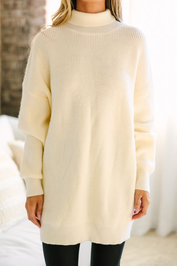 Classically You Ivory White Turtleneck Sweater