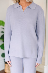 Just An Act Pale Blue Collared Sweater