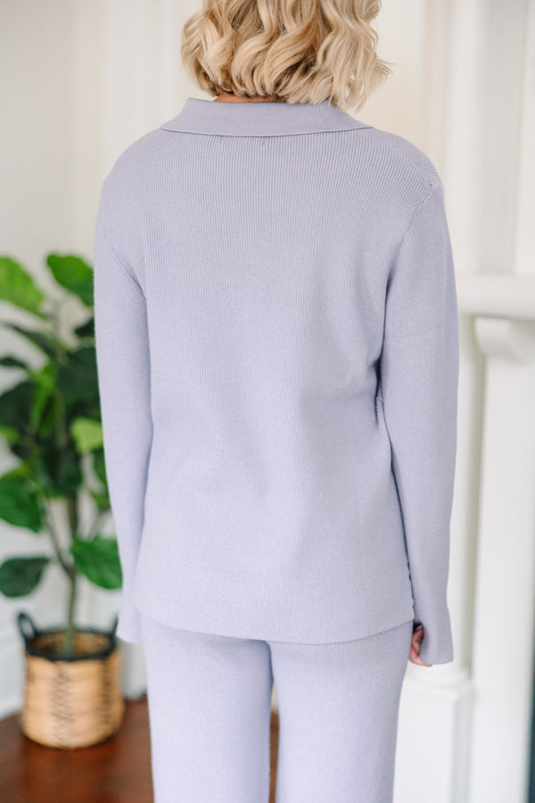 Just An Act Pale Blue Collared Sweater