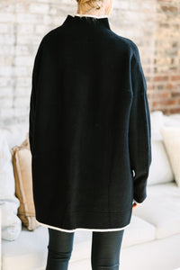 On The Line Black Mock Neck Sweater