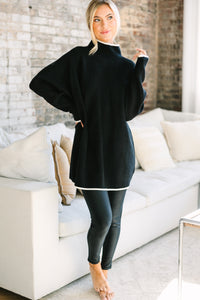 On The Line Black Mock Neck Sweater