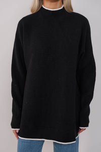 On The Line Black Mock Neck Sweater