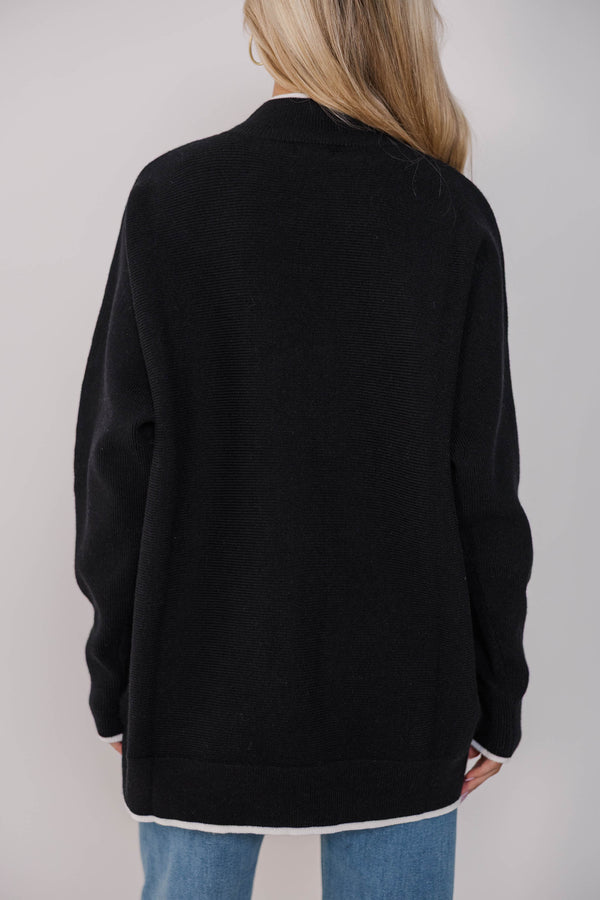 On The Line Black Mock Neck Sweater