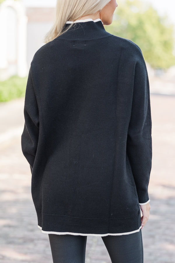 On The Line Black Mock Neck Sweater