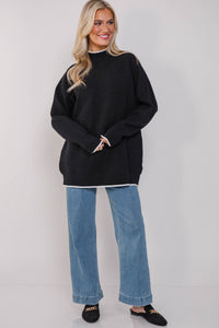 On The Line Black Mock Neck Sweater