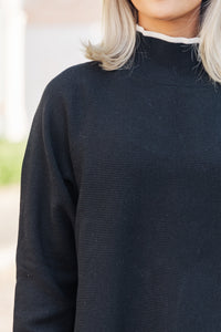 On The Line Black Mock Neck Sweater