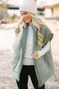 Make You Happy Army Green Quilted Vest