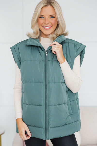 Make You Happy Army Green Quilted Vest – Shop the Mint