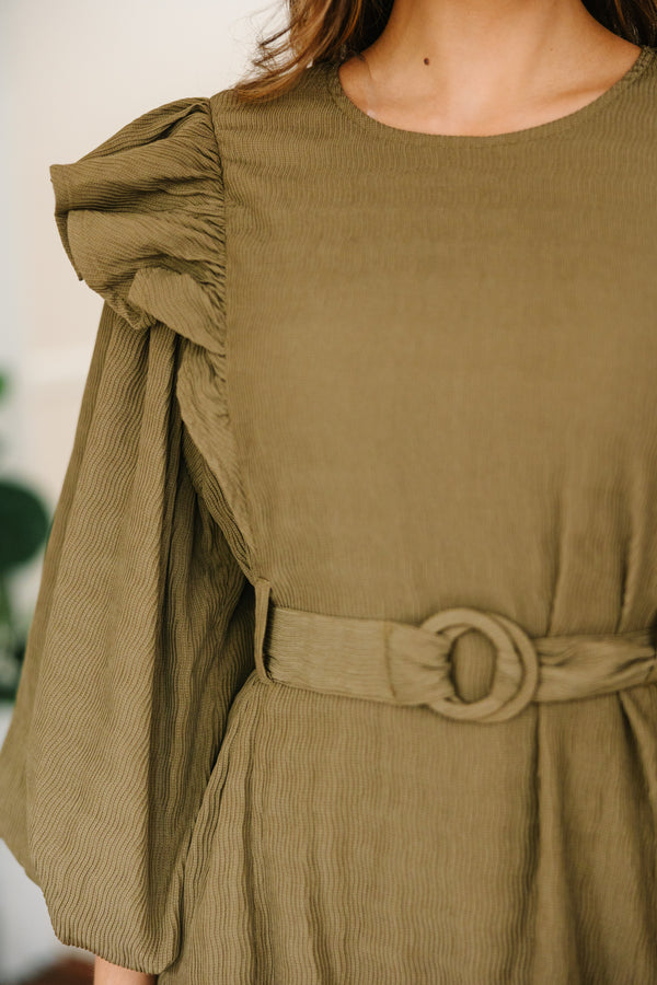 In Your Heart Olive Green Textured Dress, Large - The Mint Julep Boutique | Women's Boutique Clothing In Your Heart Olive Green Textured Dress, Large - The Mint Julep Boutique | Women's Boutique Clothing