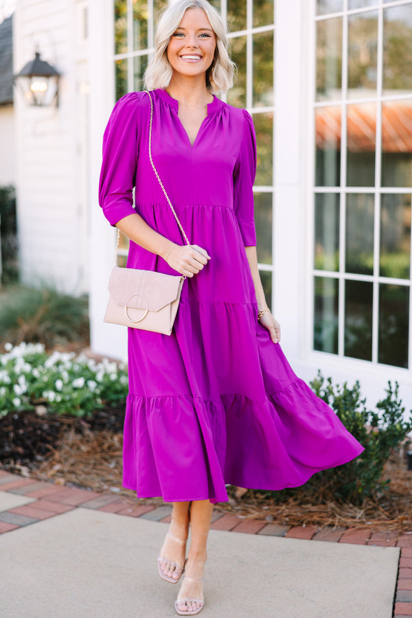 Feeling So Fun Orchid Purple Tiered Midi Dress Shop the Mint Feeling So Fun Orchid Purple Tiered Midi Dress Shop the Mint
