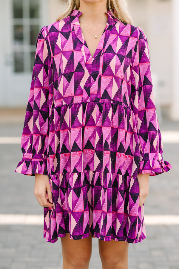 Can't Go Back Magenta Purple Abstract Dress