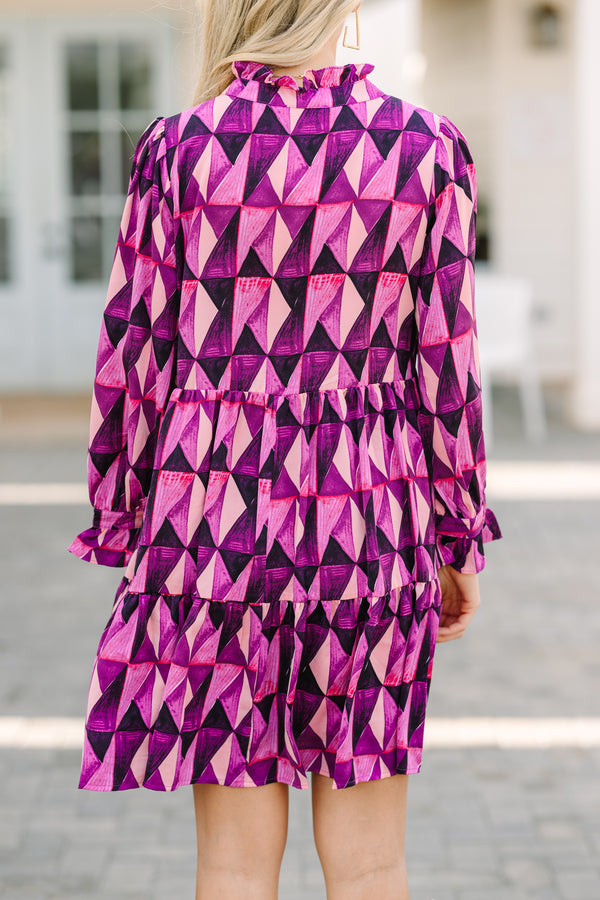 Can't Go Back Magenta Purple Abstract Dress