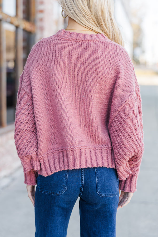 Fell In Love Mauve Pink Poncho Sweater