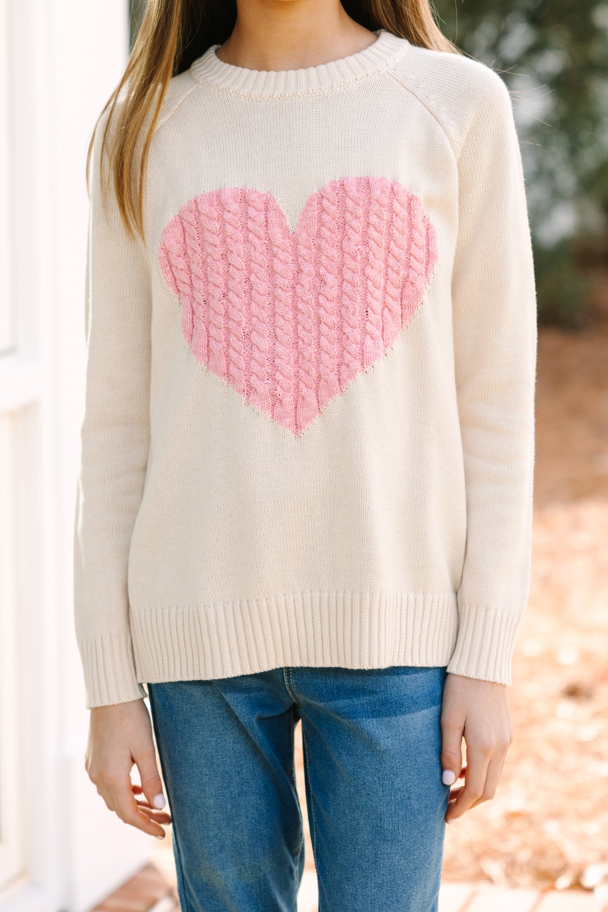 Juniors Strawberry Pink Heart Sweater main image 1