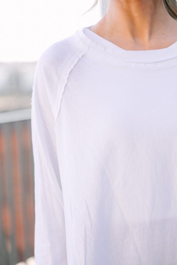 long sleeve top, causal white top, athleisure top