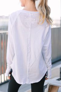 long sleeve top, causal white top, athleisure top