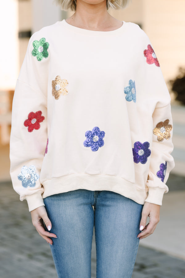 Just My Type Cream White the Mint Floral Shop Sweatshirt –