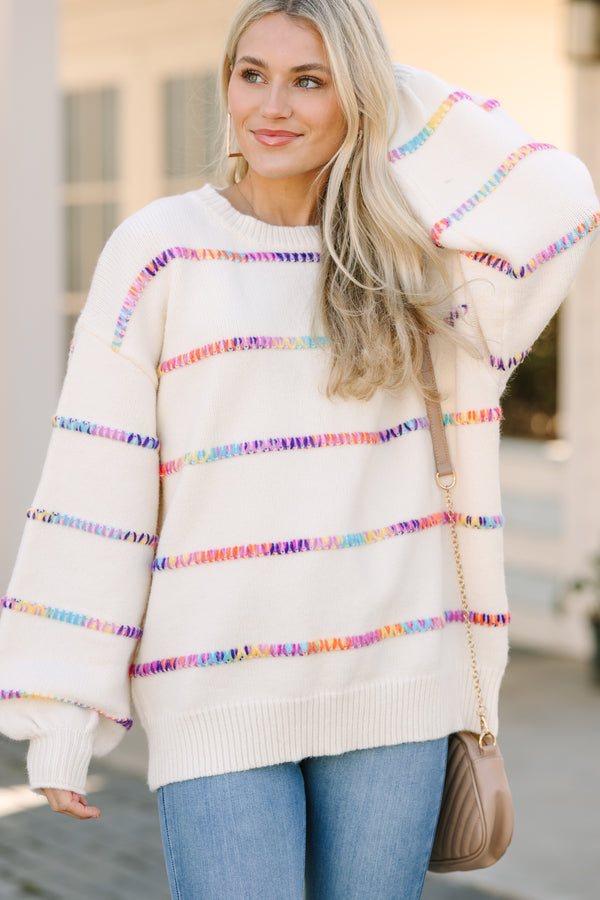 Jfcsatl Wildfox Palmetto Sweater Stuck On You Cream White Rainbow