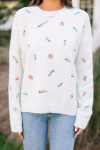 Pretty Little Thing Ivory White Floral Sweater