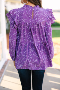 Join You Later Purple Polka Dot Top